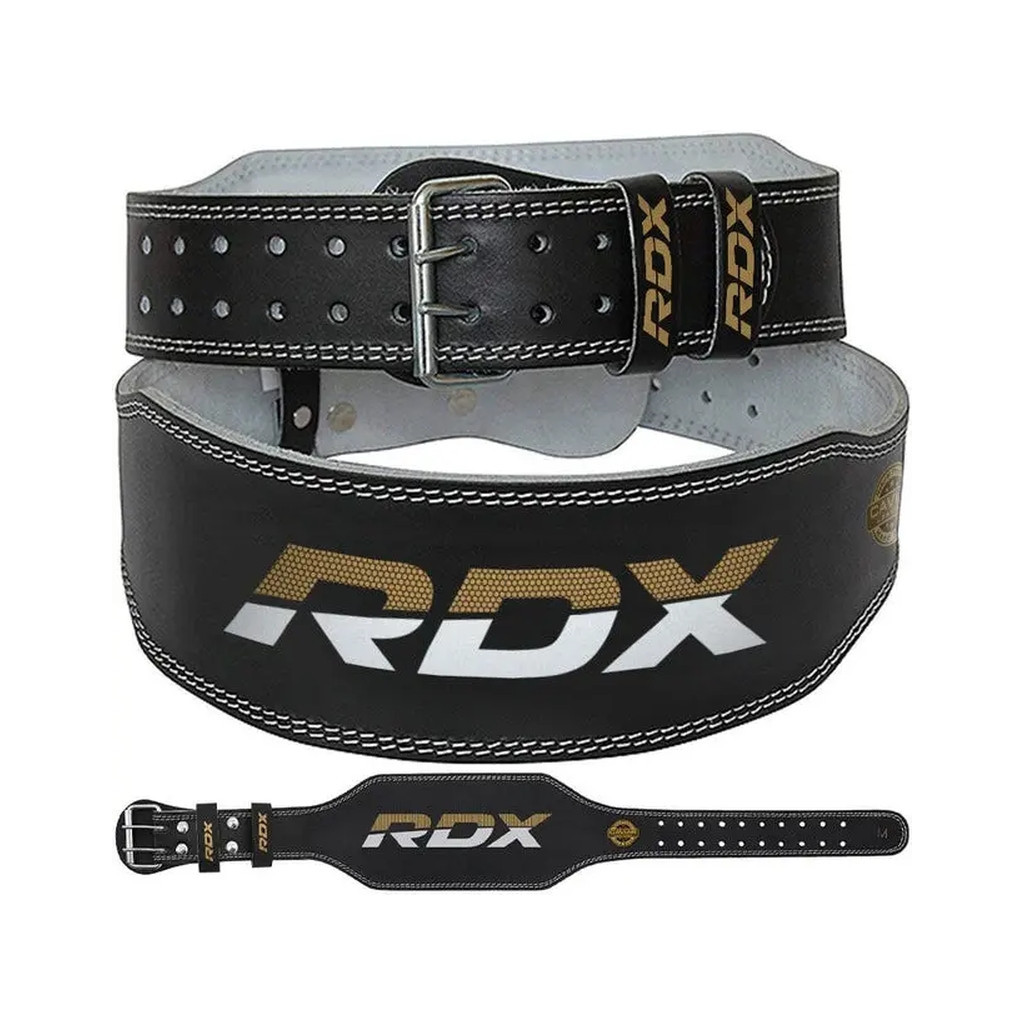Атлетичний пояс RDX 6 шкіряний Black Gold XL (WBS-6RB-XL) - изображение 1
