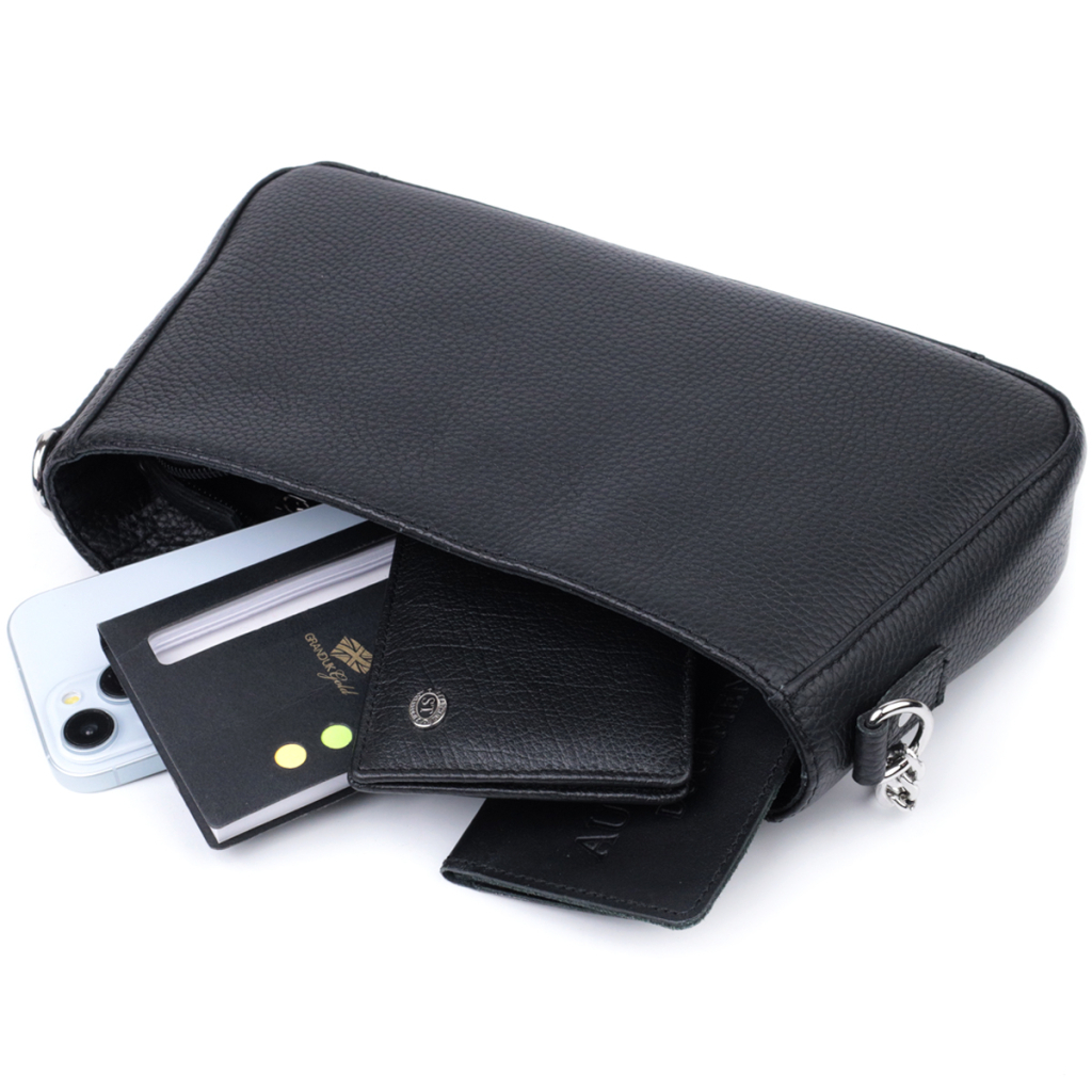 Сумка Shvigel З зернистої натуральної шкіри Чорна (22837) - зображення 8