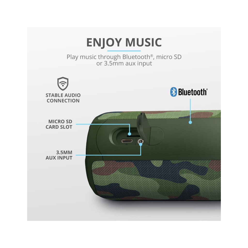 Акустична система Trust Caro Max Powerful Bluetooth Speaker Camo (23960) - зображення 7