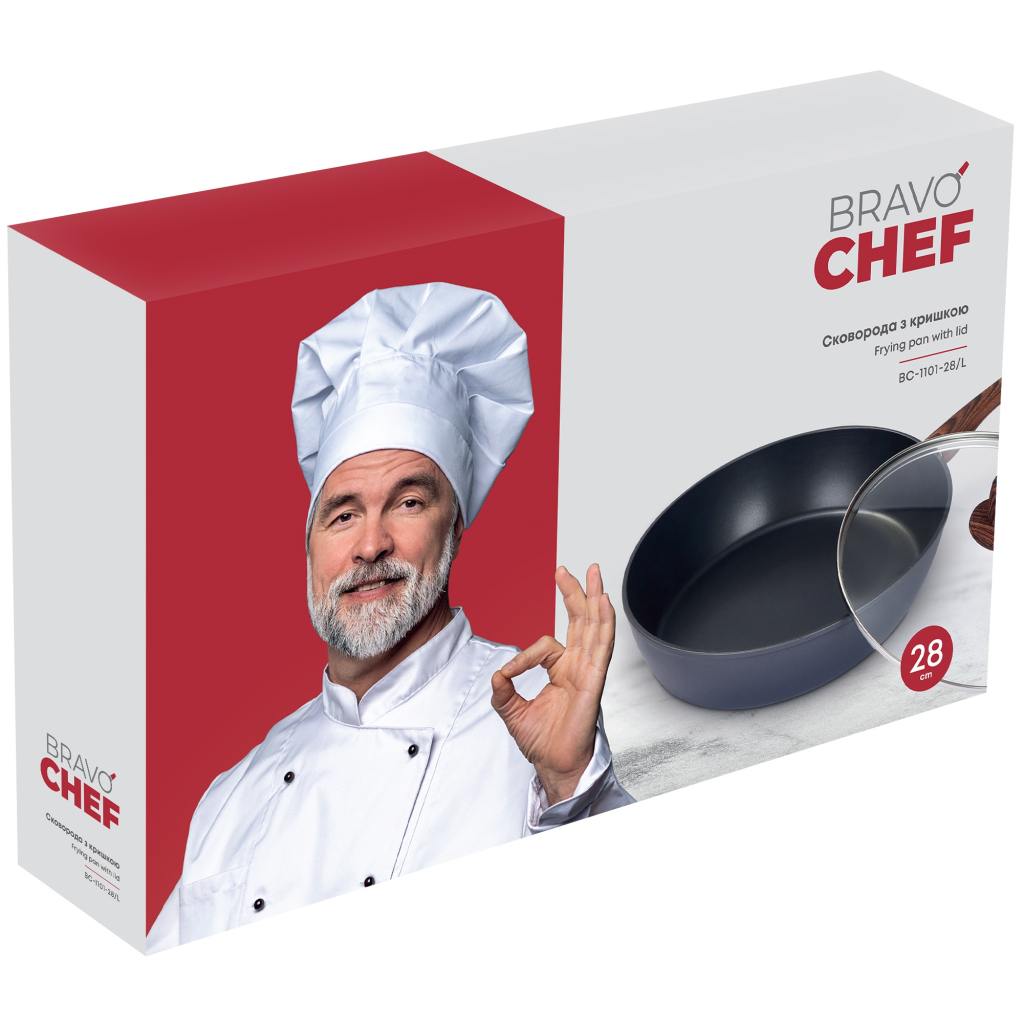Сковорода Bravo Chef Глибока з кришкою 28 см (BC-1101-28/L) - зображення 3