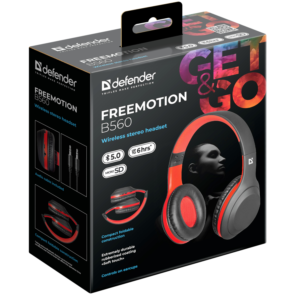 Навушники Defender FreeMotion B560 Bluetooth Black-Red (63560) - зображення 9