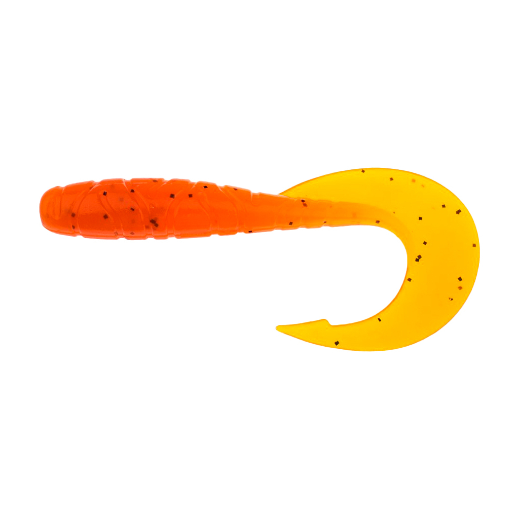 Силікон рибальський FishUP Mighty Grub 3.5" 049 - Pumpkin Orange/Black (7 шт/уп) (1864.04.26) - зображення 1