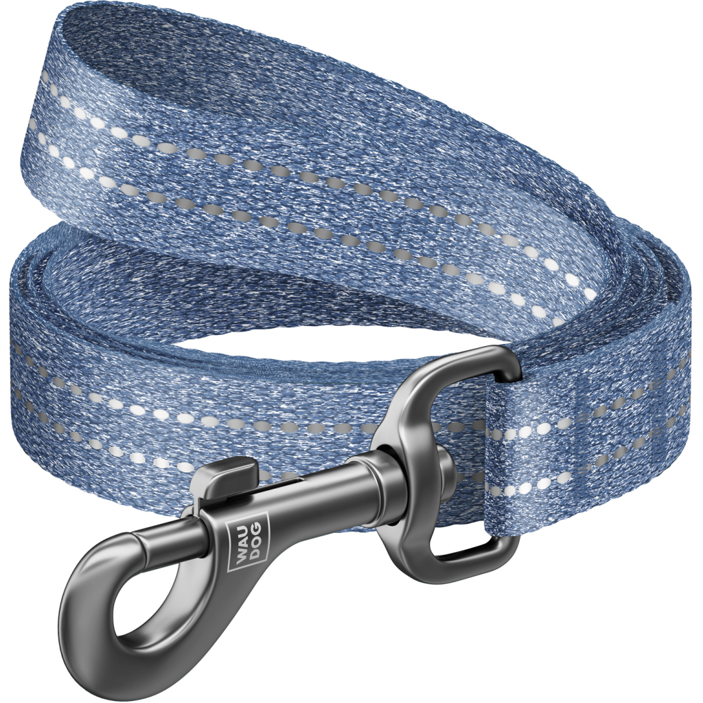 Повідець для собак WAUDOG Re-cotton світловідбивний S Ш 15 мм Д 500 см синій (401312) - зображення 1