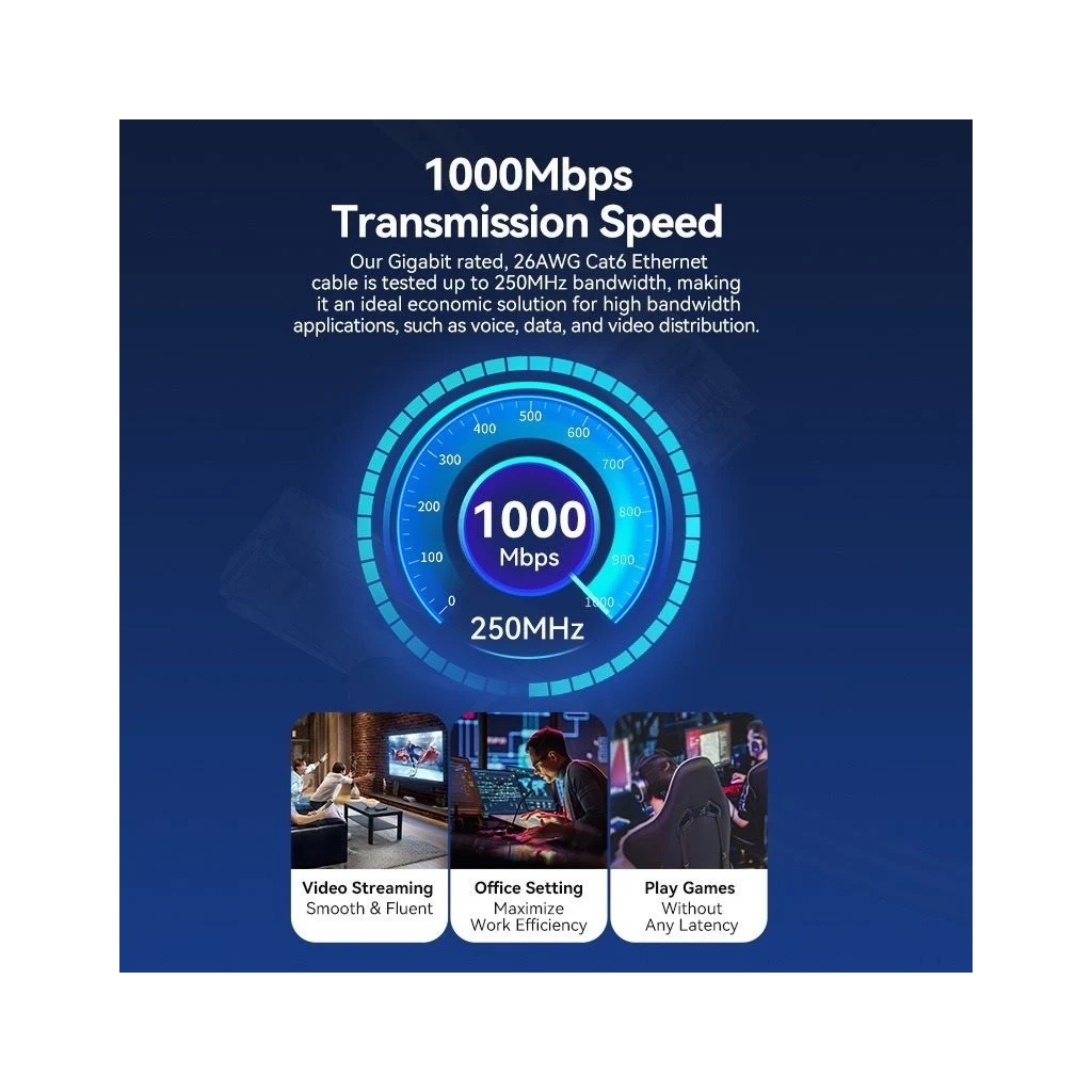 Патч-корд 3м, UTP cat 6 RJ-45 black Vention (IBNBI) - зображення 4