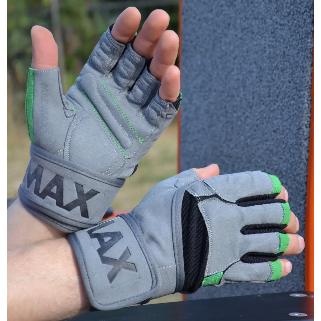 Рукавички для фітнесу MadMax MFG-860 Wild Grey/Green L (MFG-860_L) - зображення 5