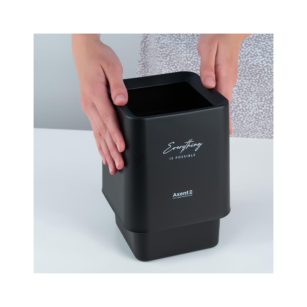 Кошик для паперів Axent Настільний контейнер для сміття, квадратний, чорний (2132-01-A) - picture 5