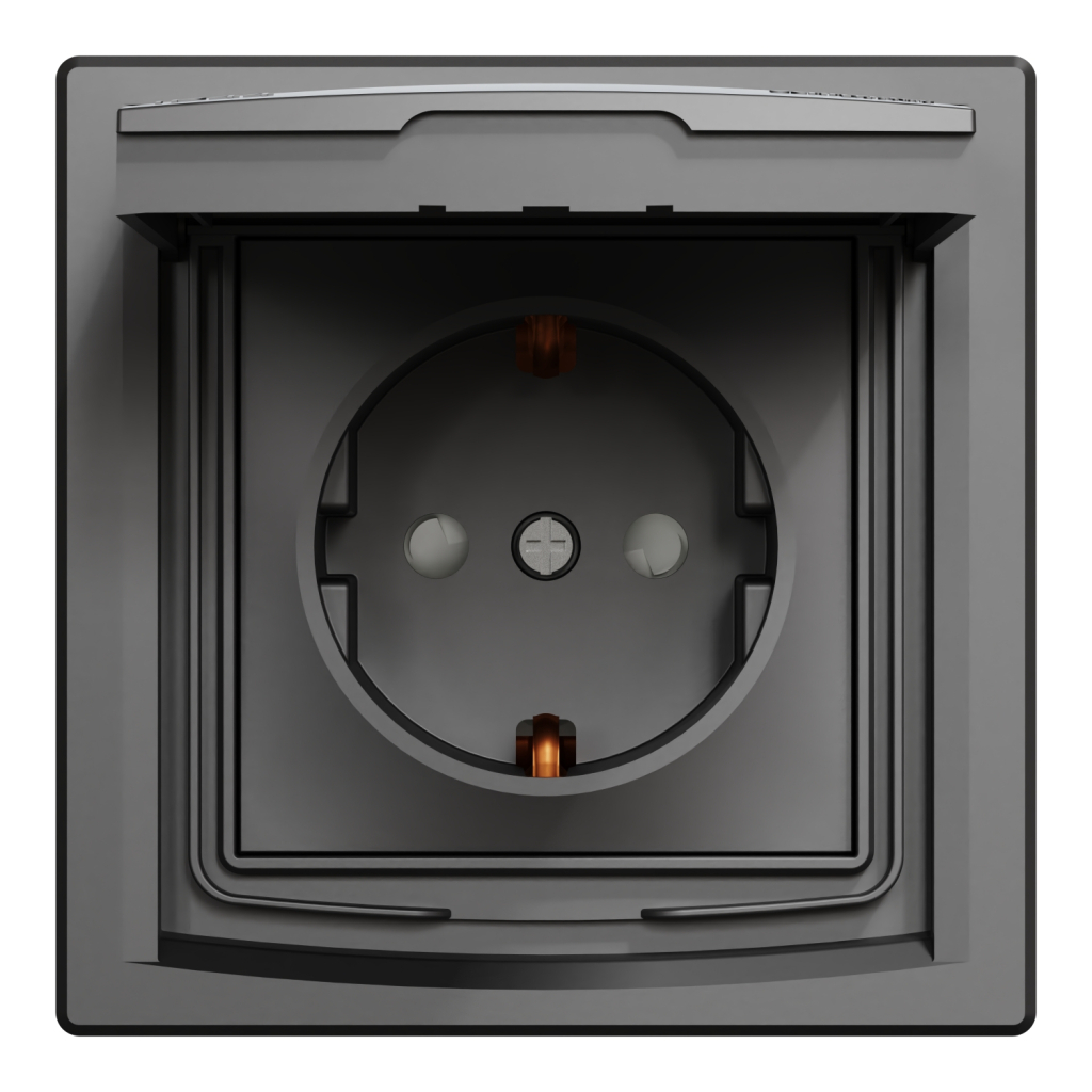 Розетка Schneider Electric ASFORA з кришкою, IP44, антрацит (EPH3100371) - изображение 1