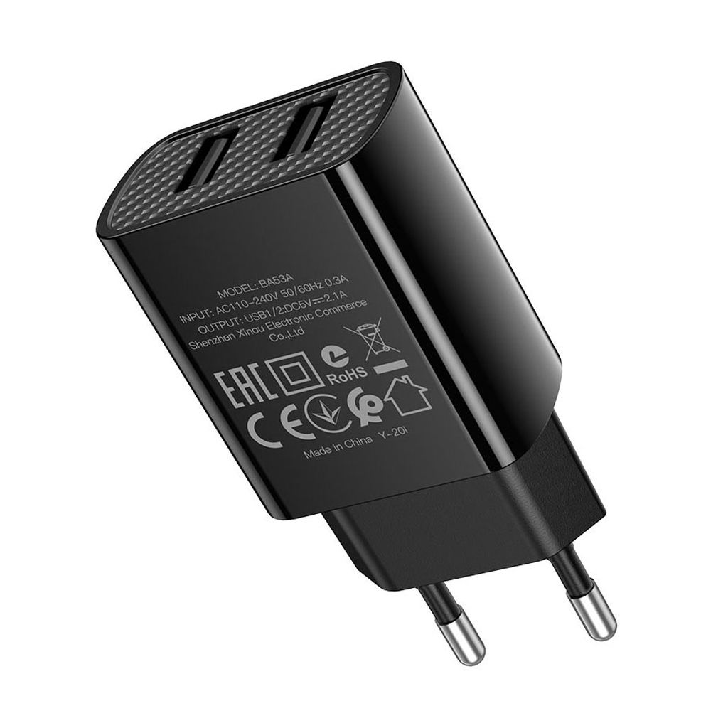 Зарядний пристрій BOROFONE BA53A 2xUSB 10.5W black (6931474739131) - зображення 3