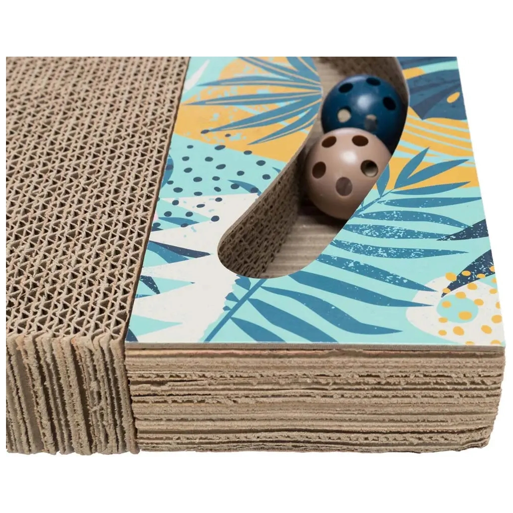 Дряпка (кігтеточка) для котів Trixie картонна з м'ячиками та м'ятою 38×5×30 см (4011905480060) - зображення 4