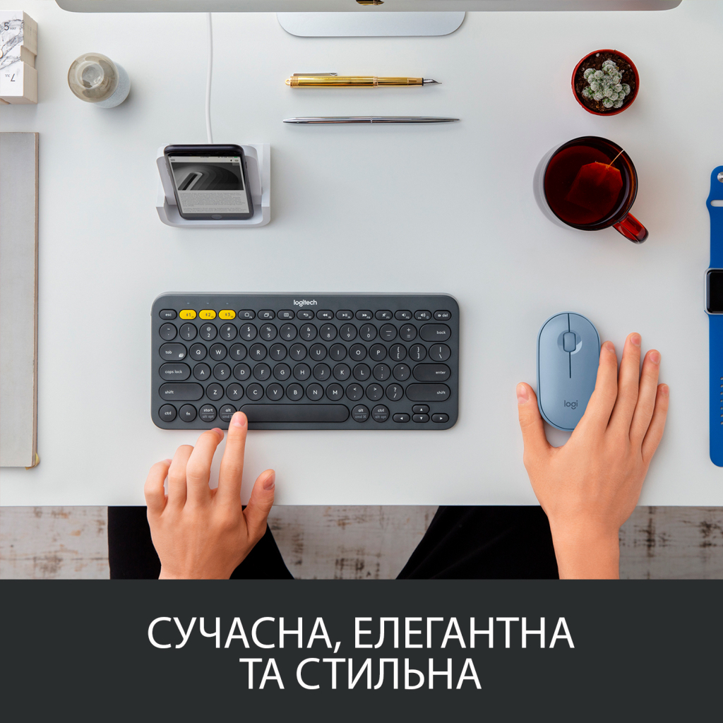 Мишка Logitech M350 Wireless Blue Grey (910-005719) - зображення 4