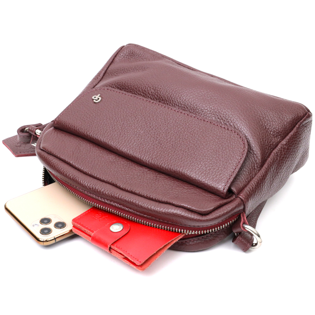 Сумка Grande Pelle Крос-боді з натуральної шкіри Бордова (11653) - зображення 8