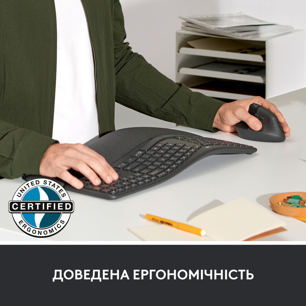 Мишка Logitech Lift Left Vertical Ergonomic Wireless/Bluetooth for Business Graphite (910-006495) - зображення 5