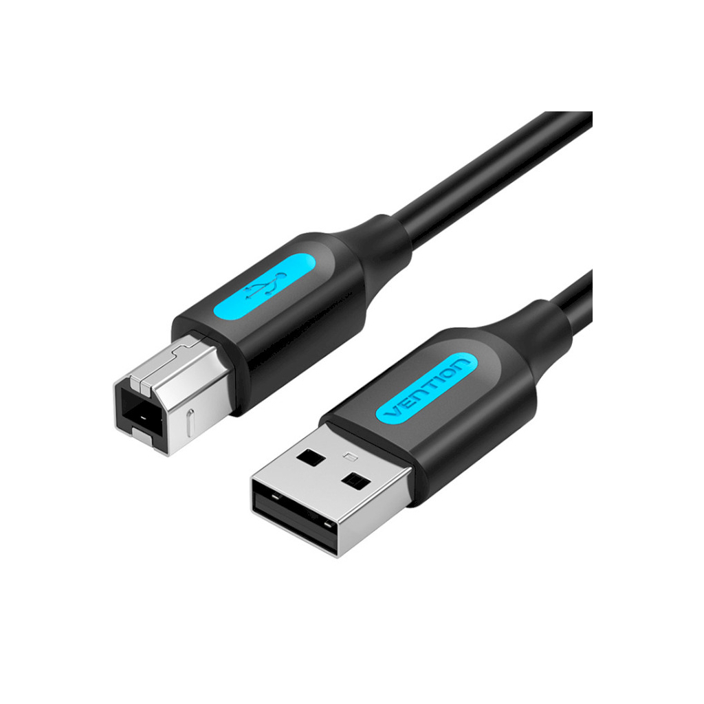 Кабель для принтера USB 2.0 AM/BM 1.5m 480Mbps PVC black VENTION (COQBG) - зображення 1