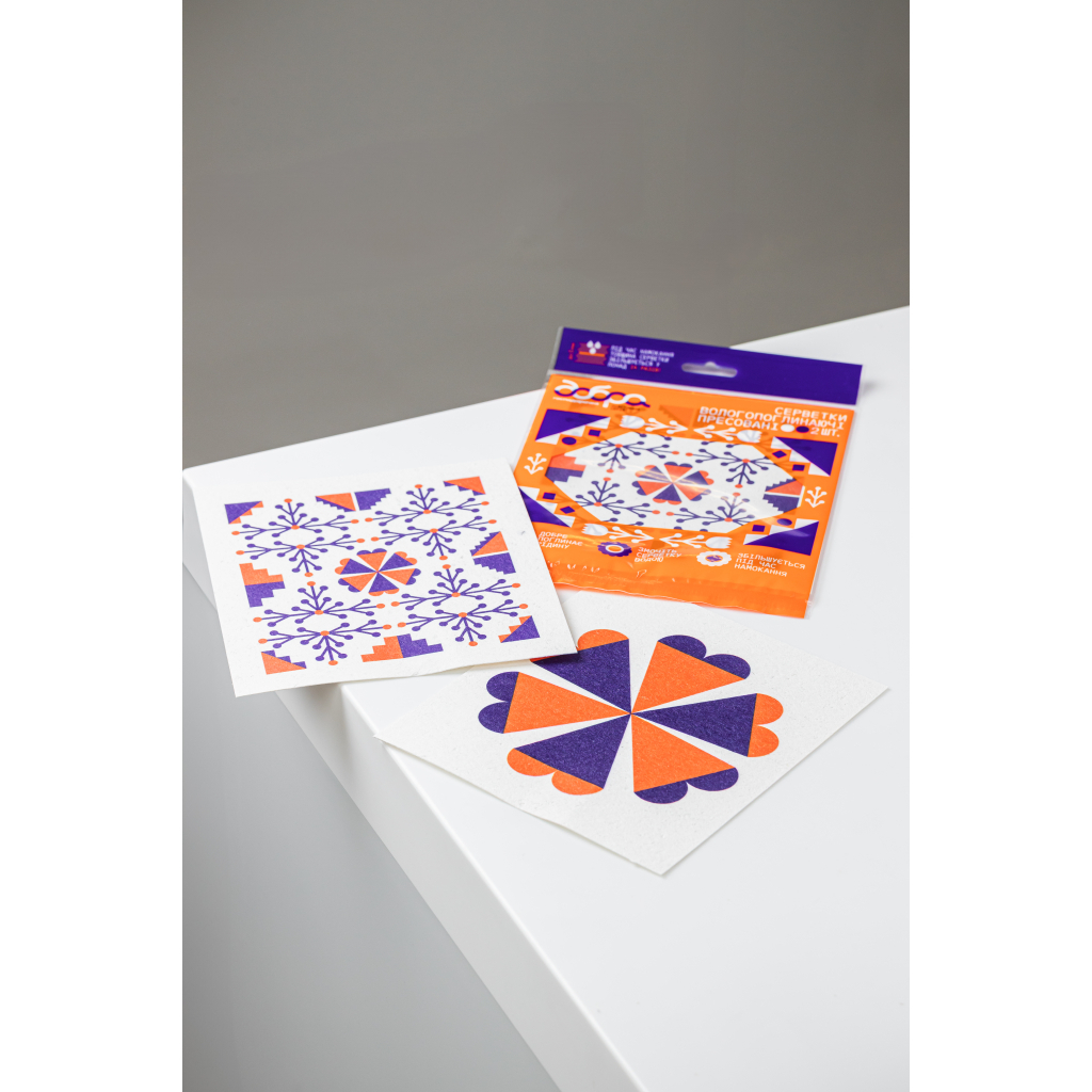 Серветки для прибирання Добра Господарочка Колекція Вибійка Целюлозні вологопоглинаючі Білі з принтом 2 шт. (4820086523974) - зображення 5