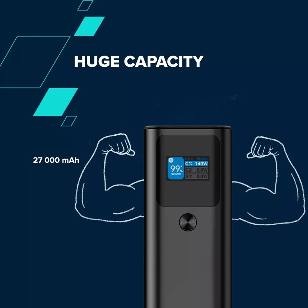 Батарея універсальна Canyon PB-2010 27000mAh PD/3.1/140Wh, in/out2xUSB-C PD/140W, outUSB-A/22.5W (CNE-CPB2010DG) - зображення 8