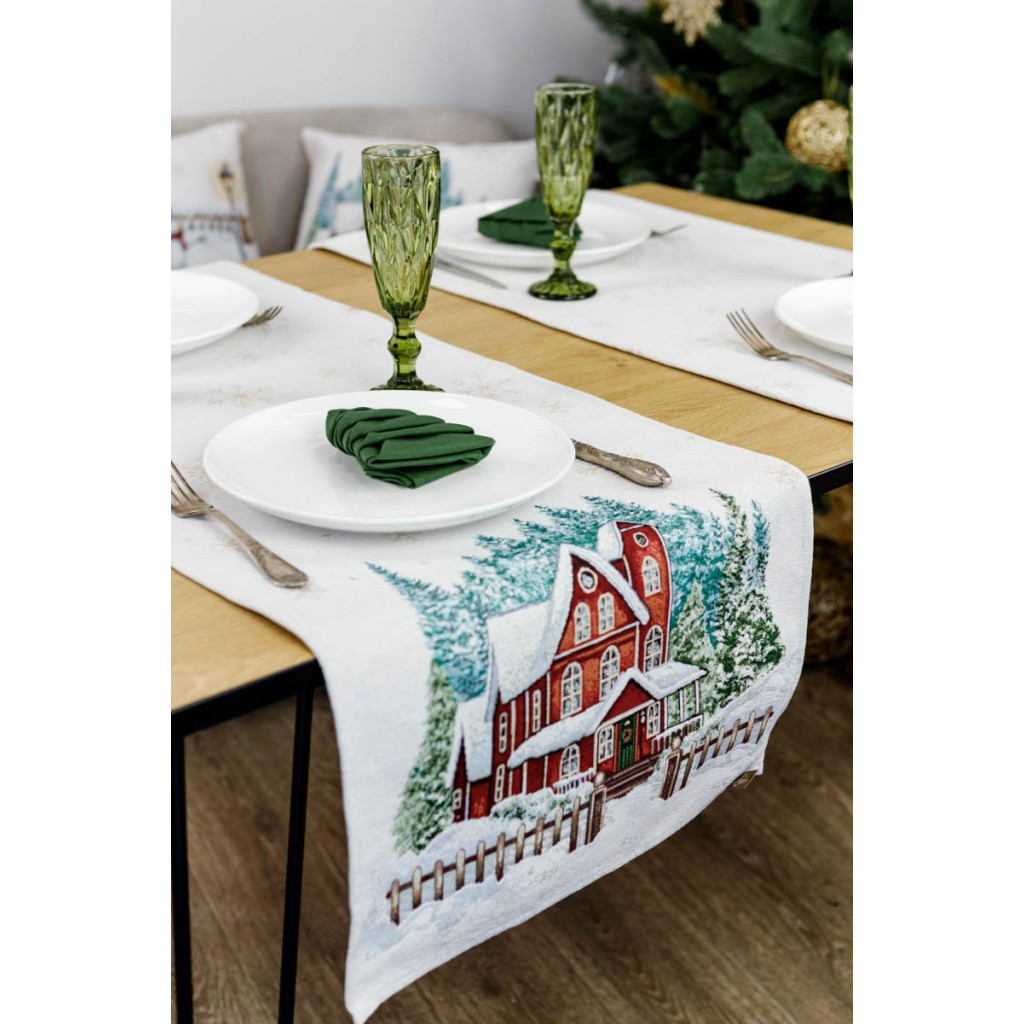 Доріжка на стіл Прованс гобеленова з велюром Святковий дім 35х100 см (4823093450325) - зображення 4