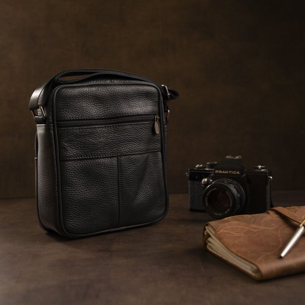 Сумка Vintage На одне відділення зерниста Чорна (20203) - зображення 10