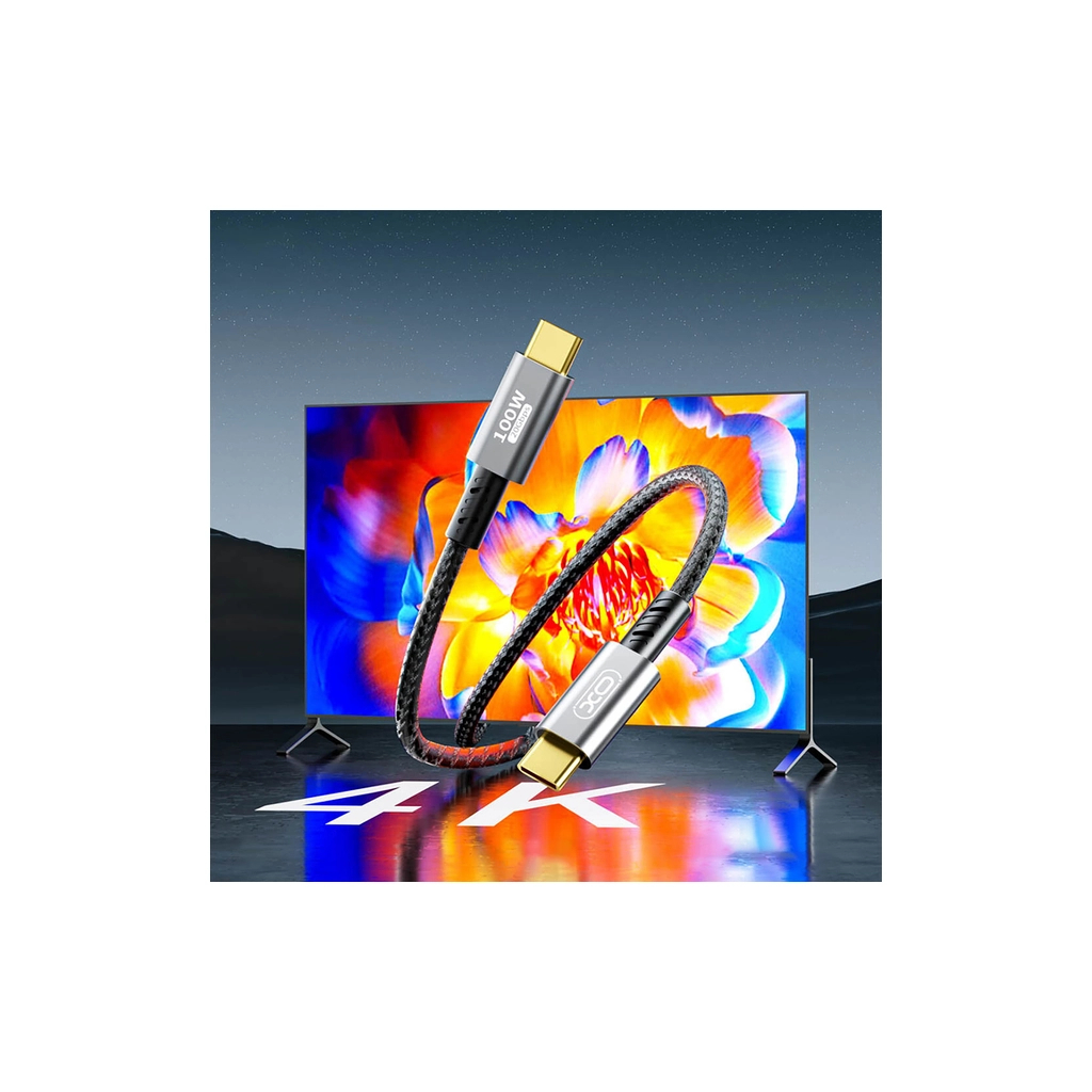 Дата кабель USB-C to USB-C 1.0m 100W PD black XO (GB020-CC.tranish) - зображення 3