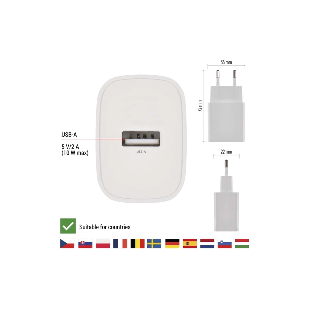 Зарядний пристрій EMOS V01B10 USB-A 10W (V01B10) - зображення 4