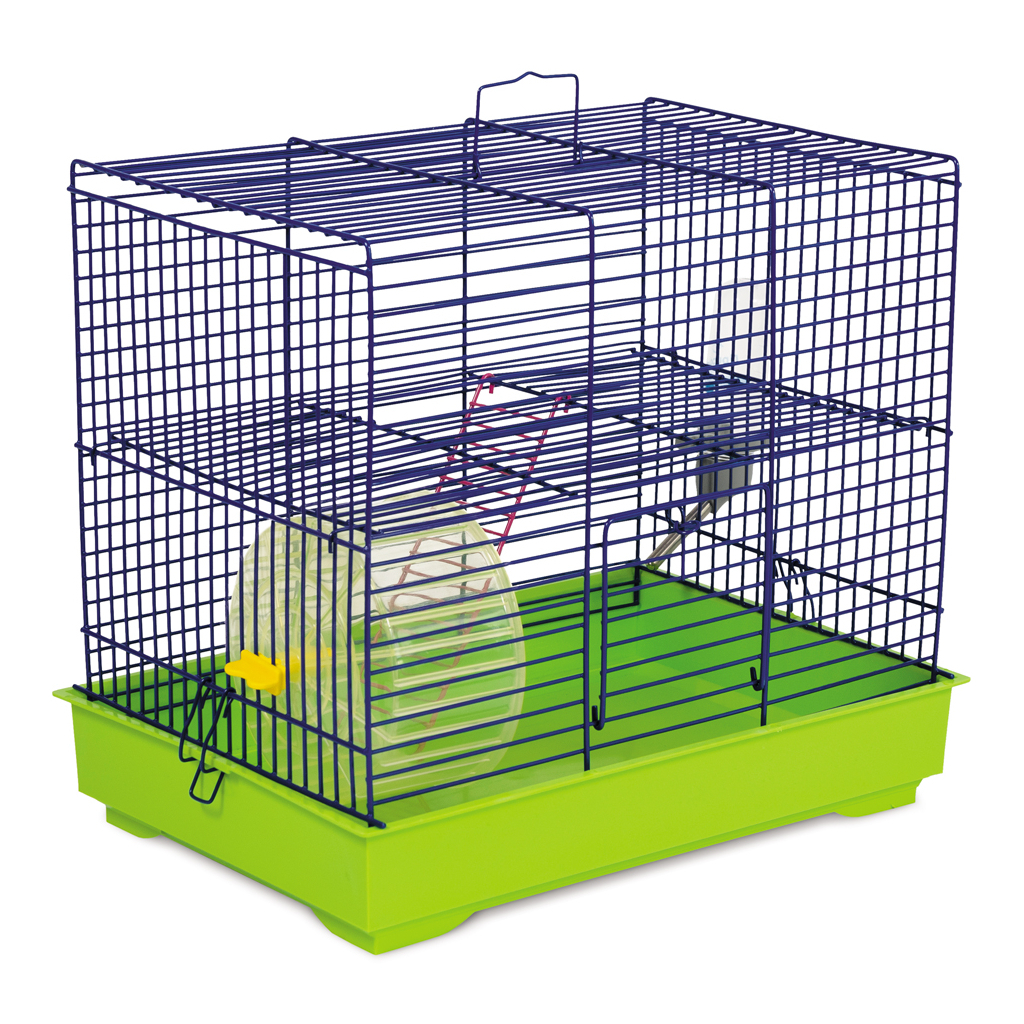 Клітка для гризунів Природа "Міккі" 37x25x30 см з колесом синя/зелена (4823082415267) - изображение 1