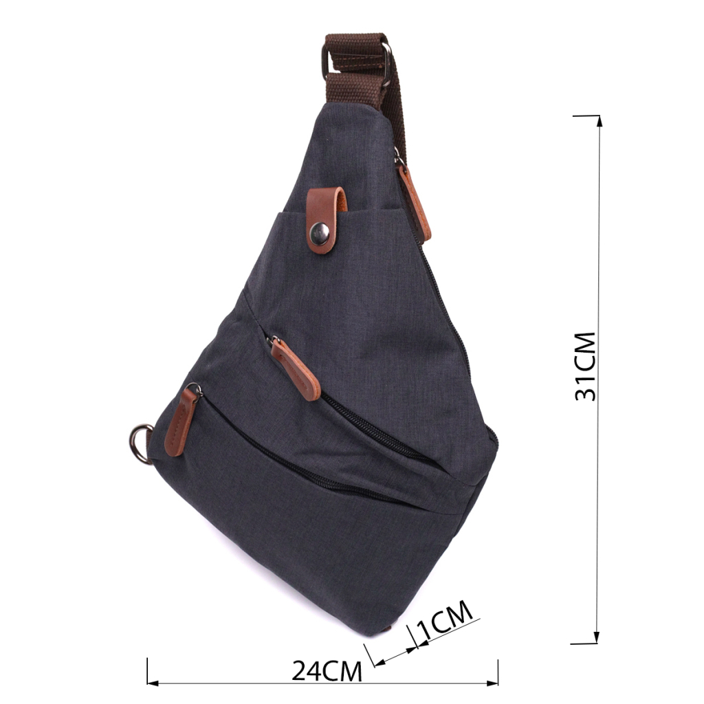 Сумка Vintage Через плече для чоловіків з текстилю Чорна (22196) - зображення 3