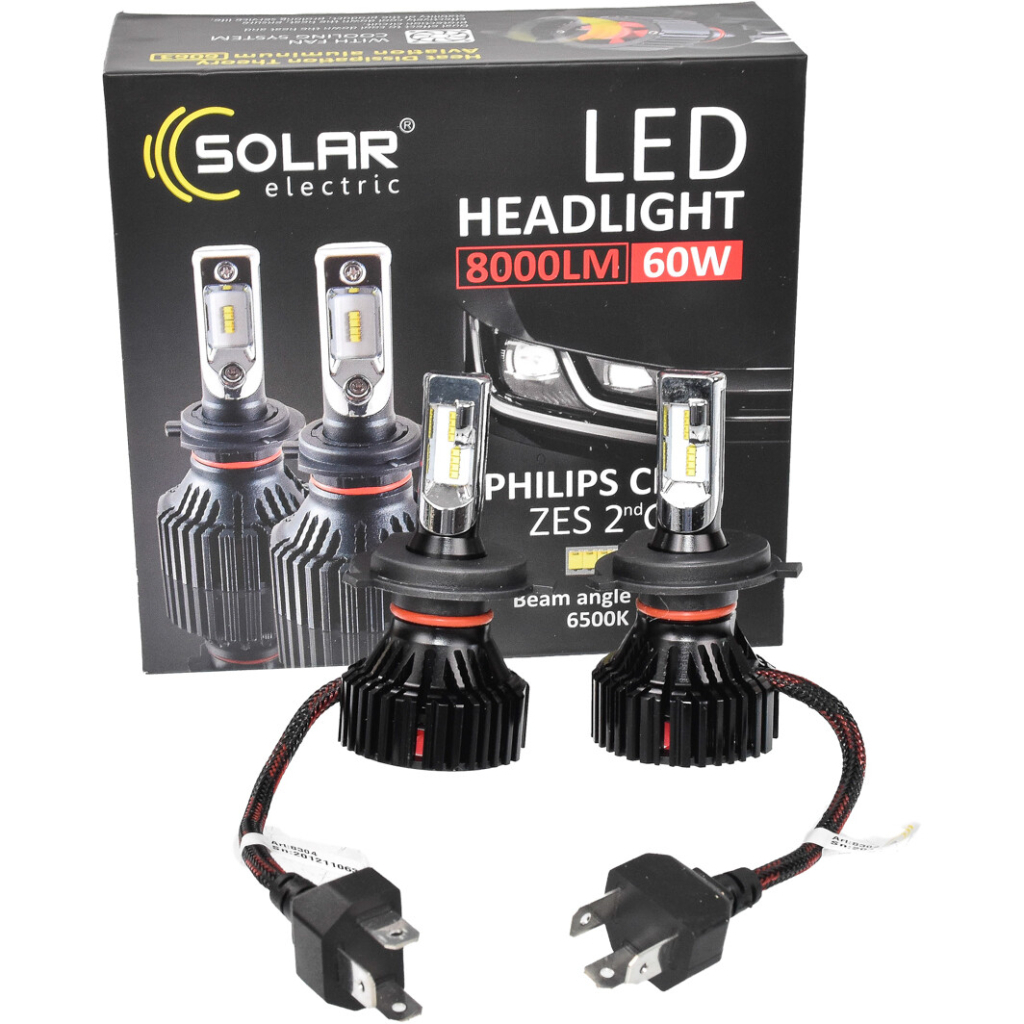 Автолампа SOLAR H4 12/24V 6500K 8000Lm 60W ZES Chip (8304) - зображення 3
