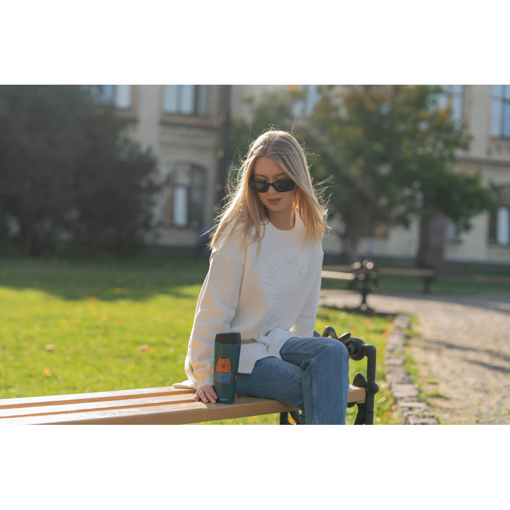 Термокружка Ardesto Coffee Тime Red Cat 450 мл Синя (AR2645CG) - зображення 3