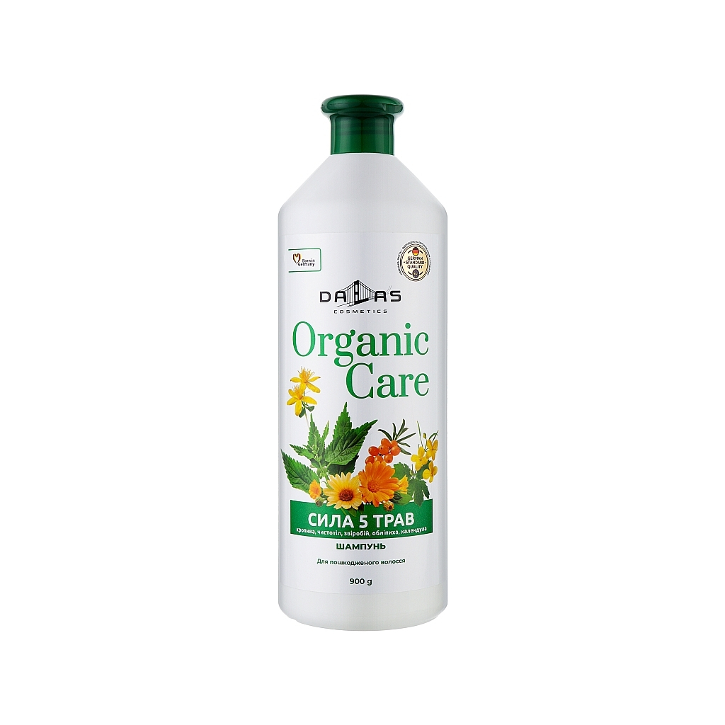 Шампунь Dalas Cosmetics Organic Care Сила 5 трав Для пошкодженого волосся 900 г (4823128000044) - зображення 1