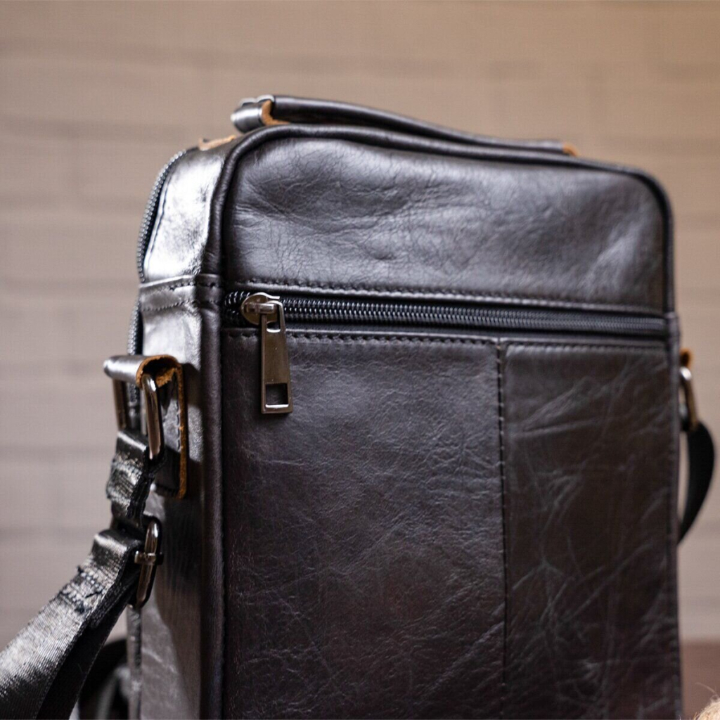 Сумка Vintage Зі щільної шкіри Чорна (14995) - зображення 8