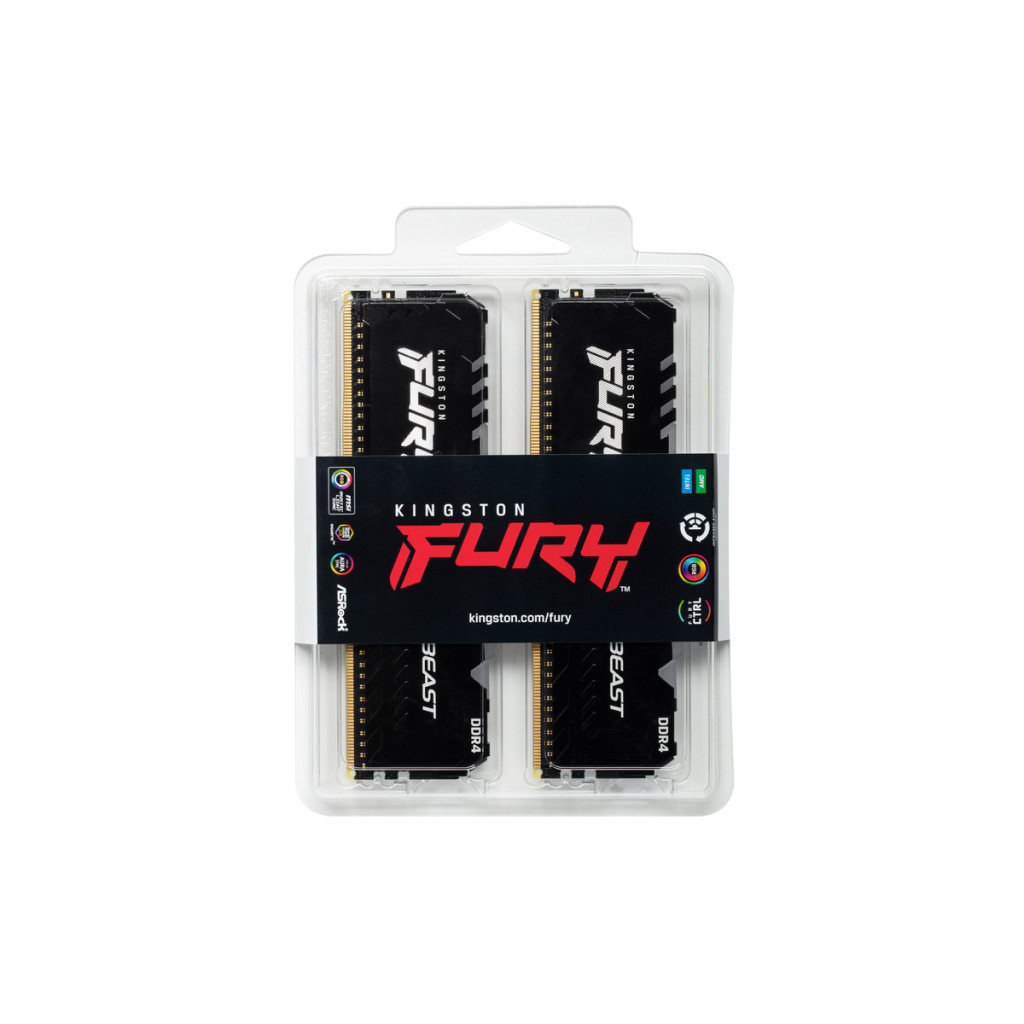 Модуль пам'яті для комп'ютера DDR4 32GB (2x16GB) 3600 MHz Fury Beast RGB Kingston Fury (ex.HyperX) (KF436C18BBAK2/32) - зображення 5