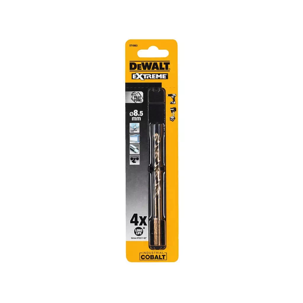 Свердло DeWALT по металу EXTREME INDUSTRIAL COBALT HSS-CO, 8.5 х 117 х 72 мм (DT4963) - зображення 1