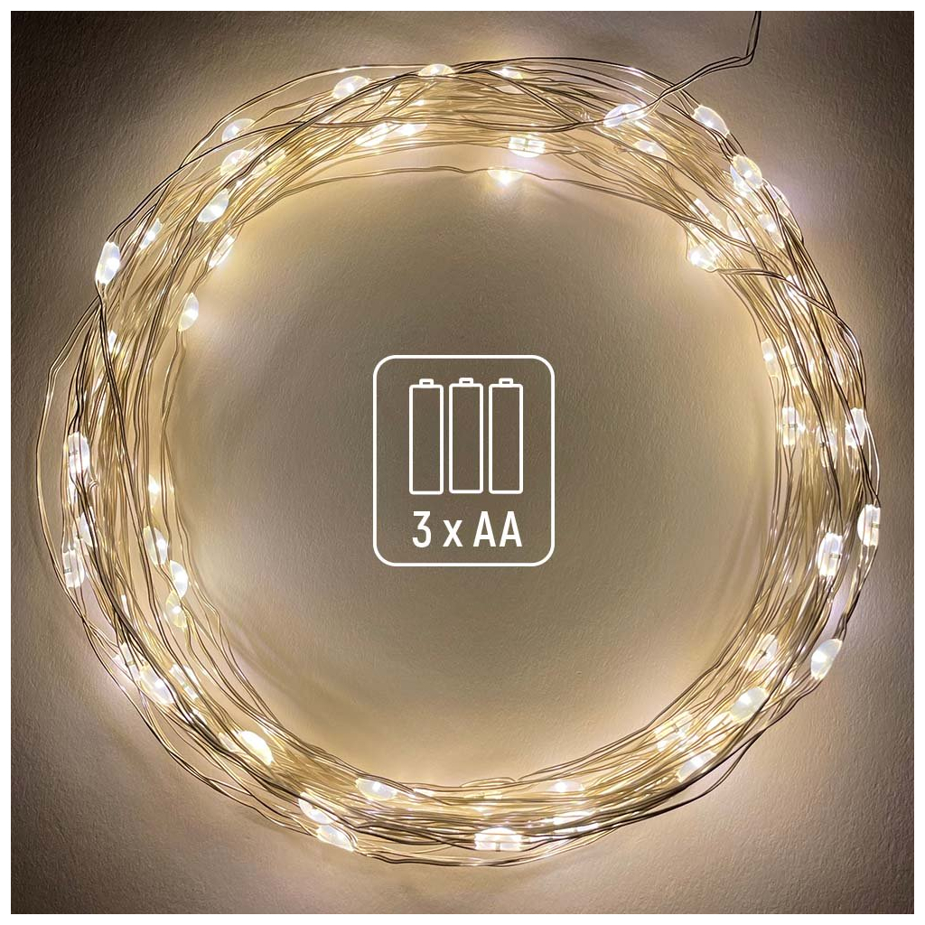 Гірлянда ColorWay Струна LED 100 10 м теплий колір 3 AA Battery (CW-G-100L10NB) - зображення 4