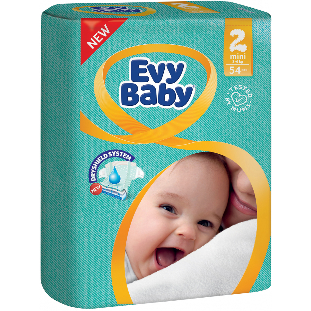 Підгузки Evy Baby Mini Розмір 2 (3-6 кг) 54 шт. (8690506403072) - зображення 1