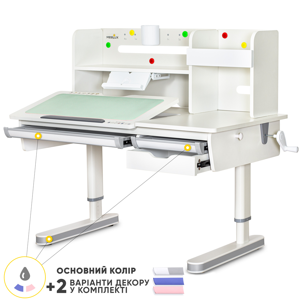 Парта Mealux Montreal 2 WG (BD-670-2 WG з полицею) - зображення 2