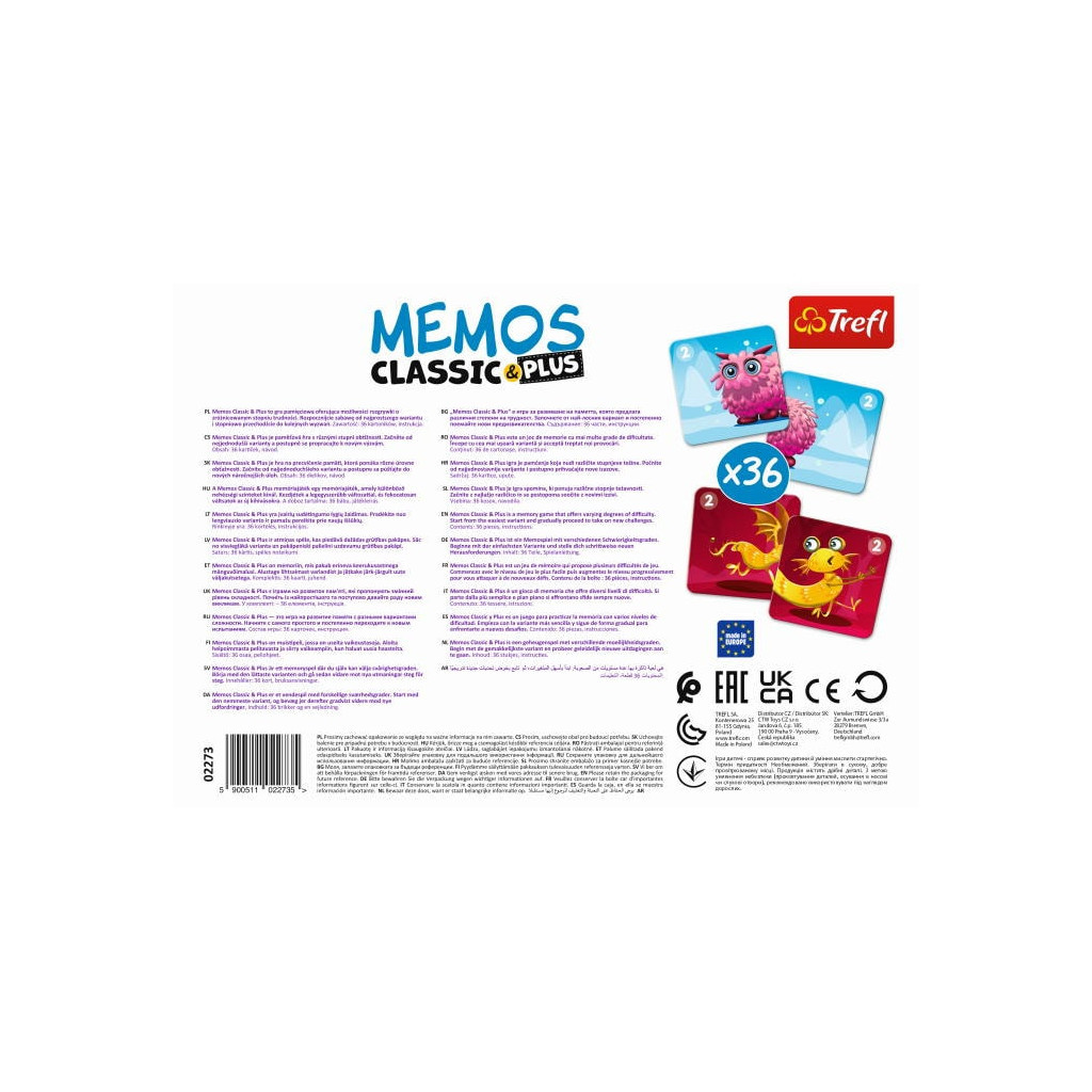 Настільна гра Trefl Мемо Класичні. Милі монстрики (Memos Classic&plus Cute monsters) (02273) - зображення 4