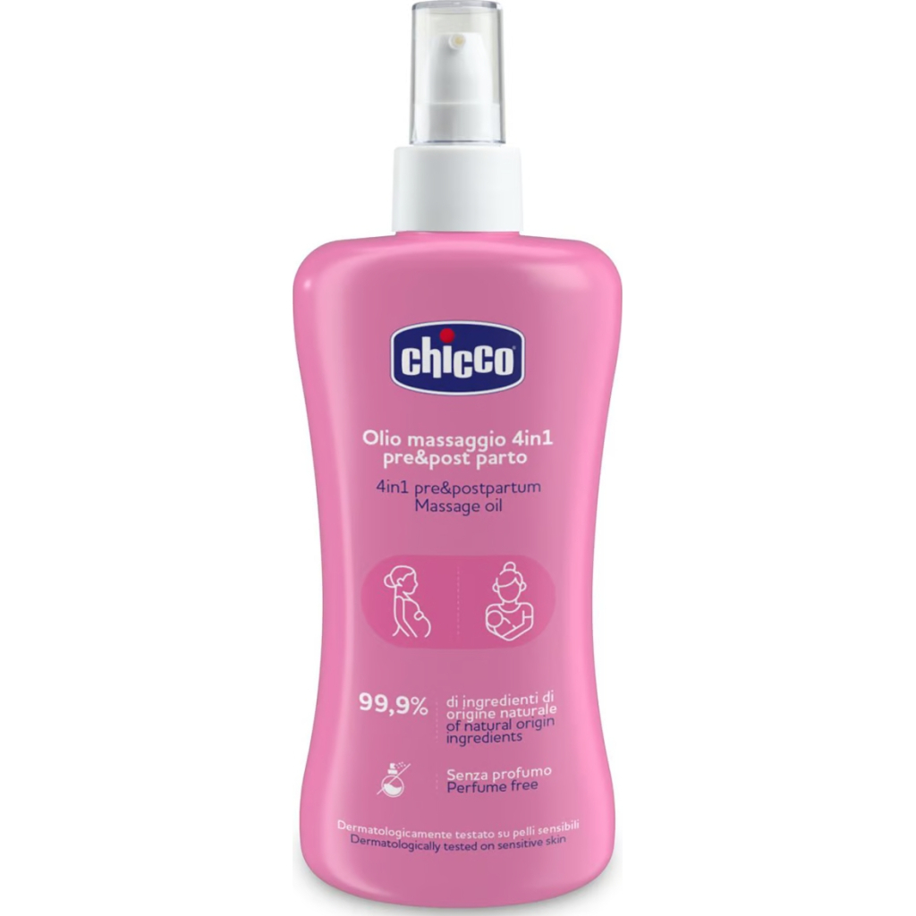 Косметика для мам Chicco олія масажна 4 в 1 до та після пологів, 200 мл (8058664175918) (02256.50) - зображення 1