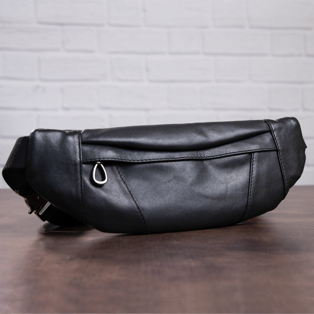 Сумка Vintage Поясна з натуральної шкіри Чорна (20343) - зображення 8