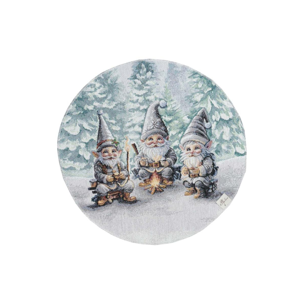 Серветка на стіл Прованс гобеленова Казкові гноми D 35 см (038429) - зображення 1