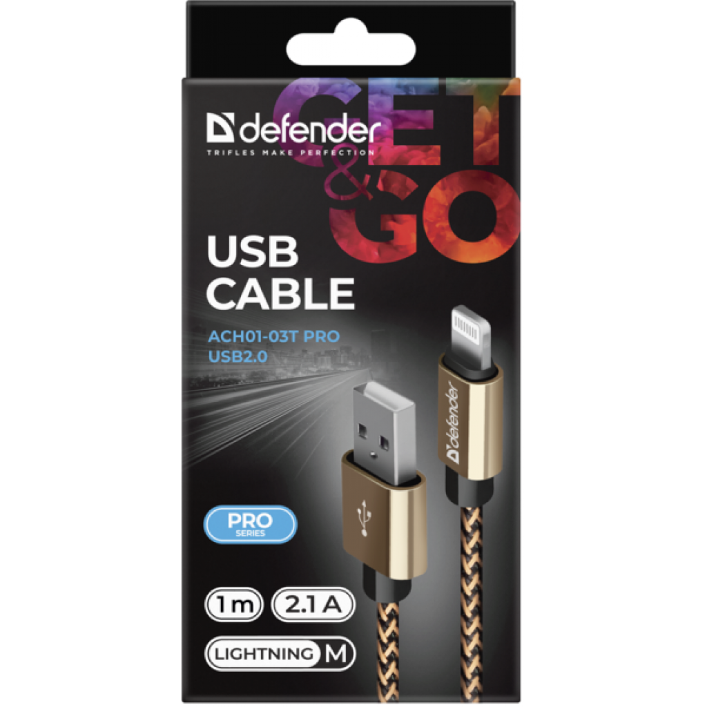 Дата кабель USB 2.0 AM to Lightning 1.0m gold Defender (87806) - зображення 3
