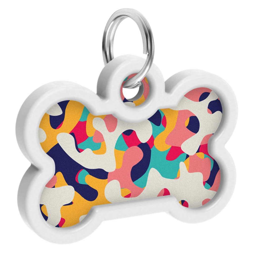 Адресник для тварин WAUDOG Smart ID з QR паспортом "Камо різнокольоровий", кістка 40х28 мм (0640-0206) - зображення 4