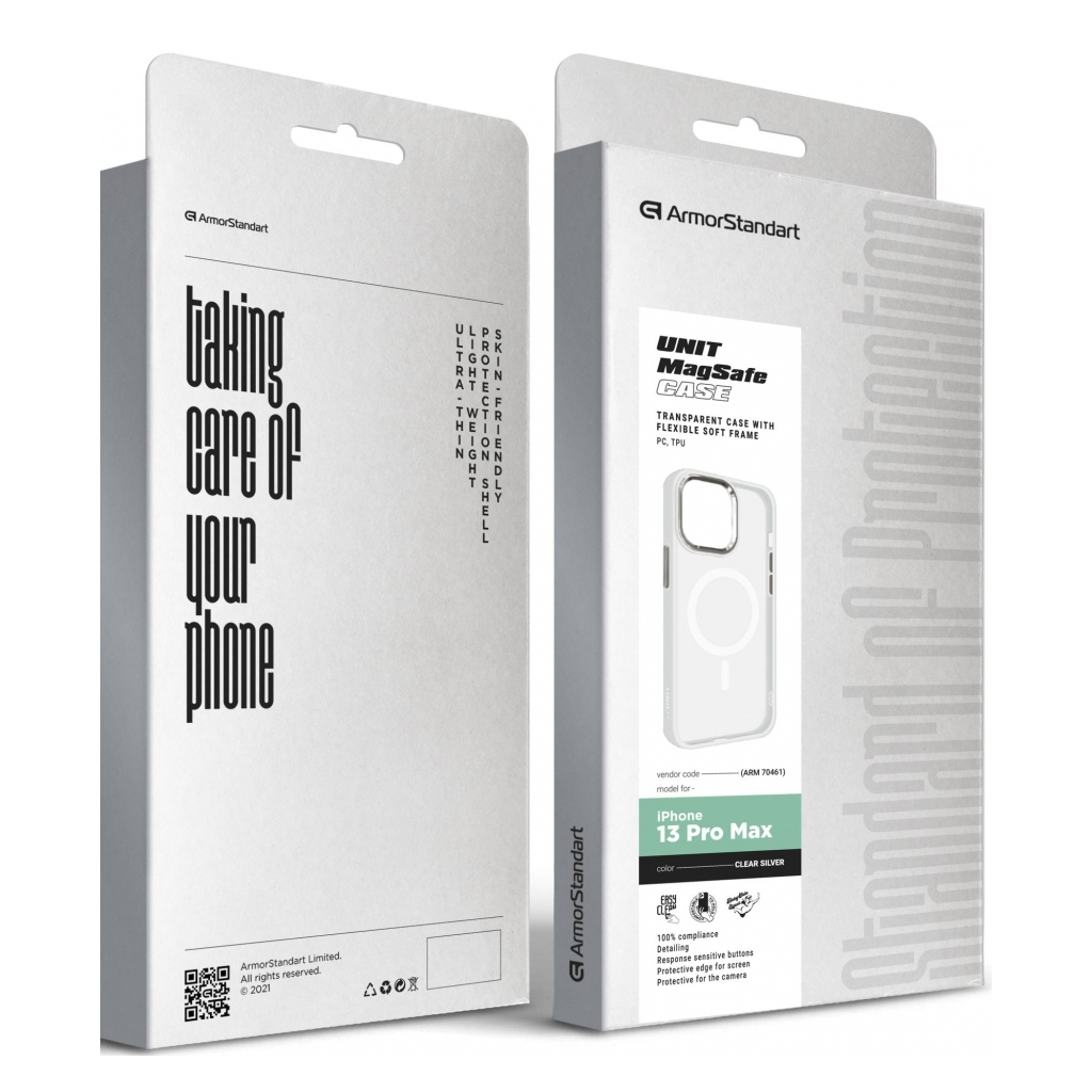 Чохол до мобільного телефона Armorstandart Unit MagSafe Apple iPhone 13 Pro Max Matte Clear Silver (ARM70461) - зображення 6
