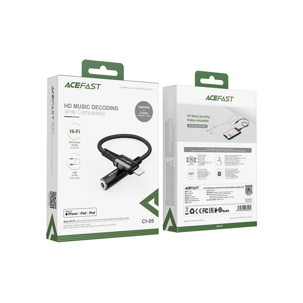 Перехідник Lightning to 3.5mm F C1-05 black Acefast (6974316280569) - зображення 3