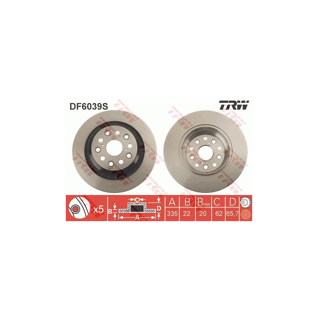 Гальмівний диск TRW DF6039S - зображення 1