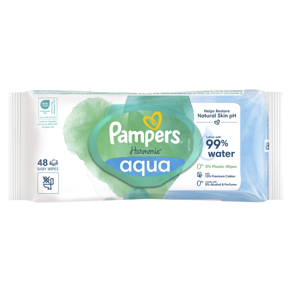 Дитячі вологі серветки Pampers Harmonie Aqua 48 шт (8006540458563) - зображення 2