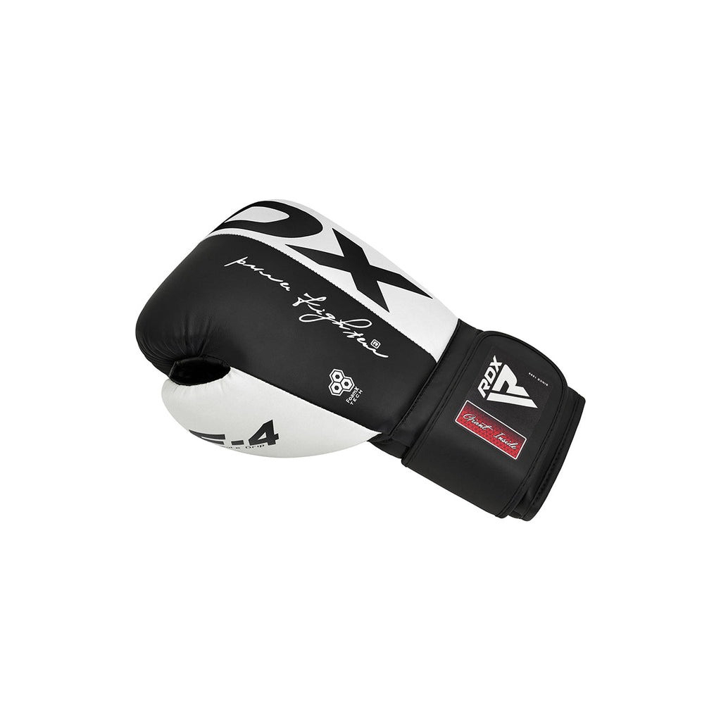 Боксерські рукавички RDX F4 Boxing Sparring Gloves Hook & Loop White/Black 12 унцій (BGR-F4B-12OZ) - зображення 3