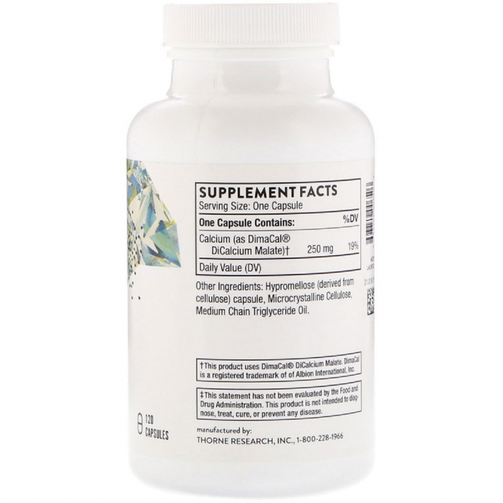 Мінерали Thorne Research Дикальцій Малат, Dicalcium Malate, 120 Капсул (THR-00650) - зображення 2