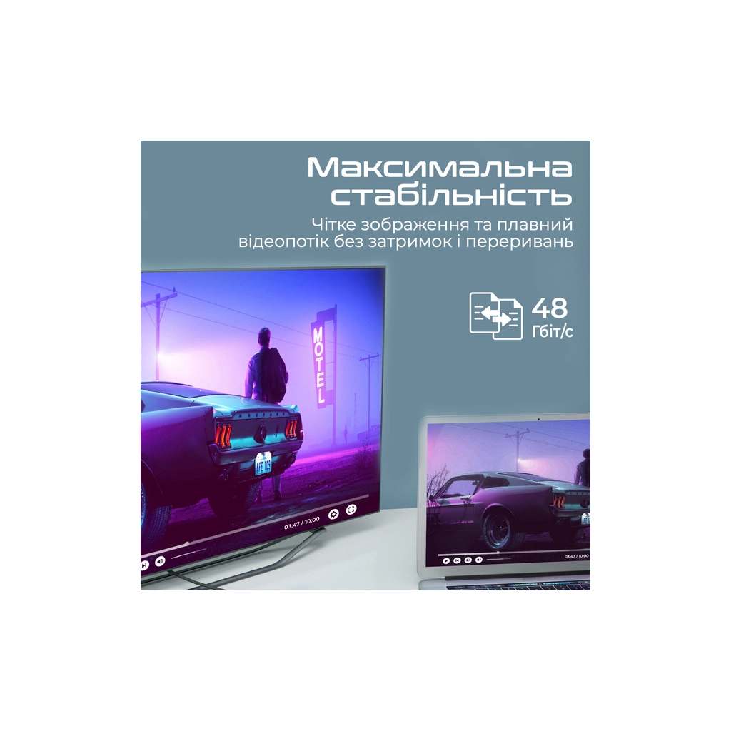 Кабель мультимедійний USB-C to HDMI M 1.8m grey Promate (mediacord-8k.grey) - зображення 4