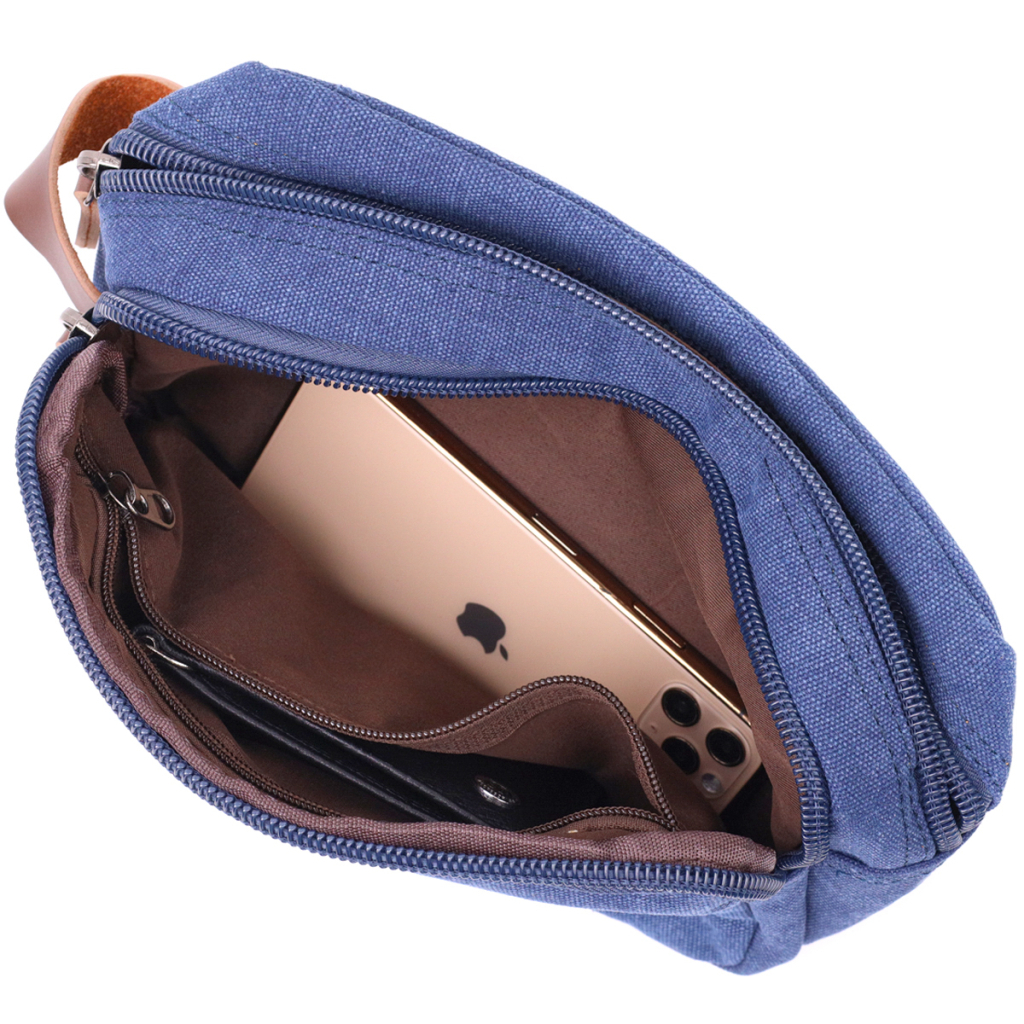 Сумка Vintage На два відділення з текстилю Синя (22234) - зображення 7