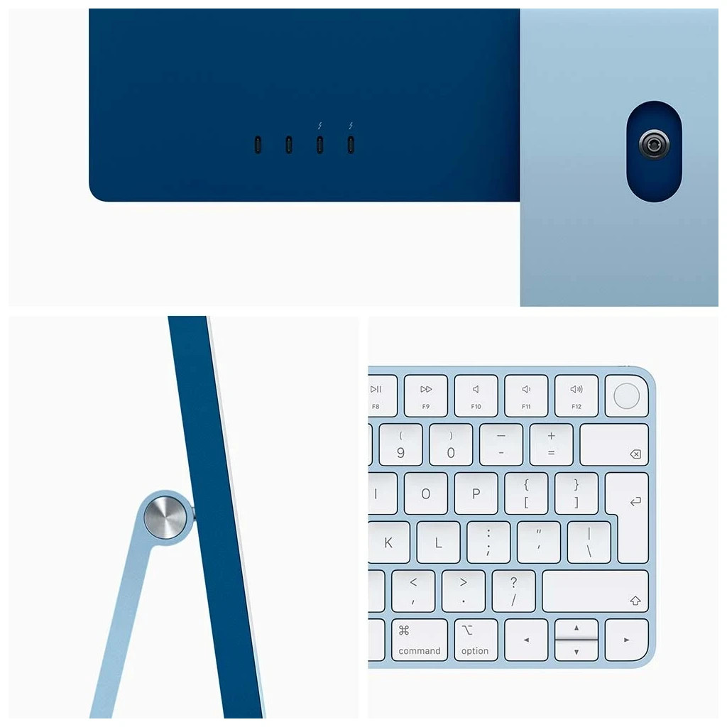 Комп'ютер Apple A2438 24" iMac Retina 4.5K / Apple M1 with 8-core GPU, 512SSD, Blue (MGPL3UA/A) - зображення 4