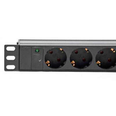 Силовий блок Kingda 19" 1U 9xSchuko, С14, без кабелю (KD-GER(16)N1009WKPB19A-C14) - изображение 2